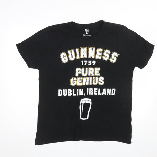 Guinness Men's Black Large Graphic Beer T-Shirt Cotton Short Sleeve