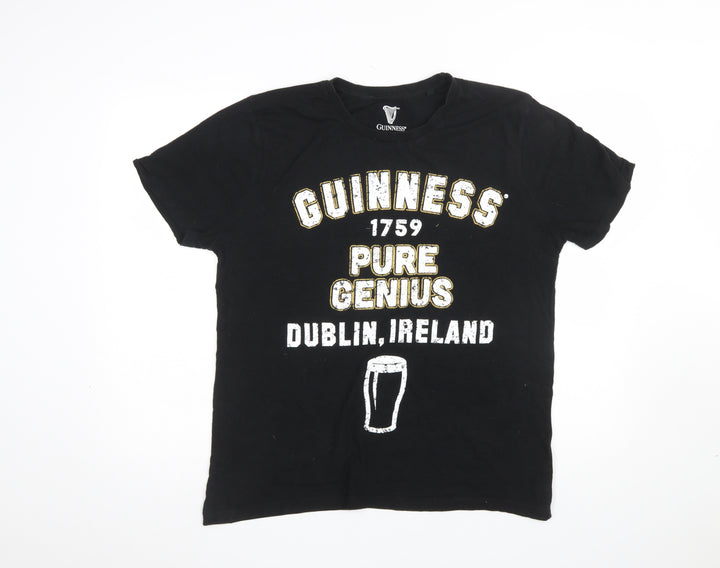 Guinness Men's Black Large Graphic Beer T-Shirt Cotton Short Sleeve