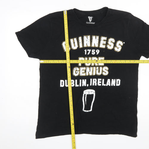 Guinness Men's Black Large Graphic Beer T-Shirt Cotton Short Sleeve
