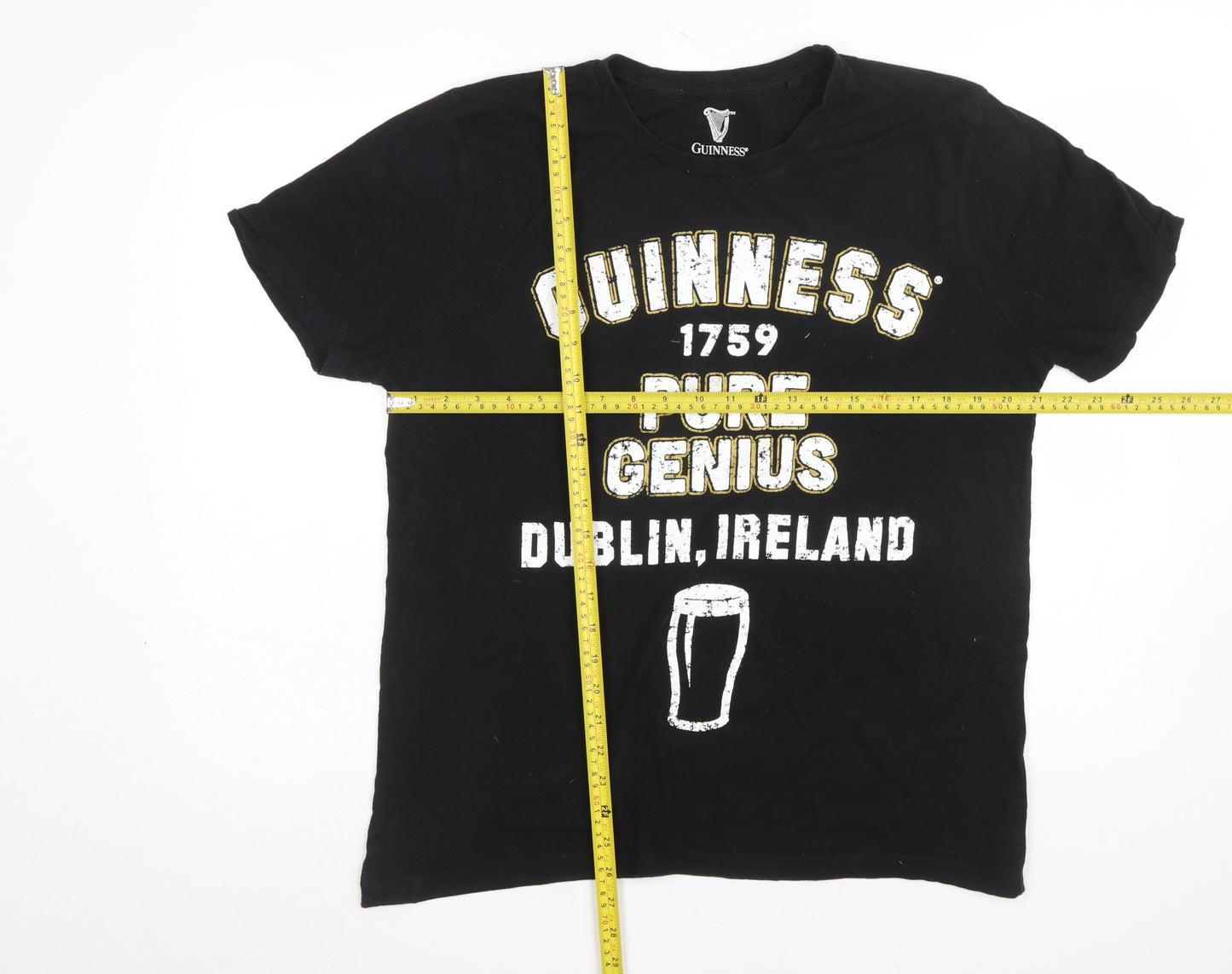 Guinness Men's Black Large Graphic Beer T-Shirt Cotton Short Sleeve