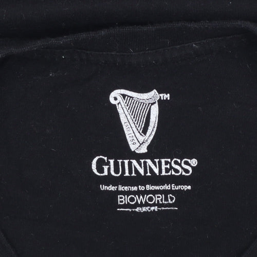 Guinness Men's Black Large Graphic Beer T-Shirt Cotton Short Sleeve
