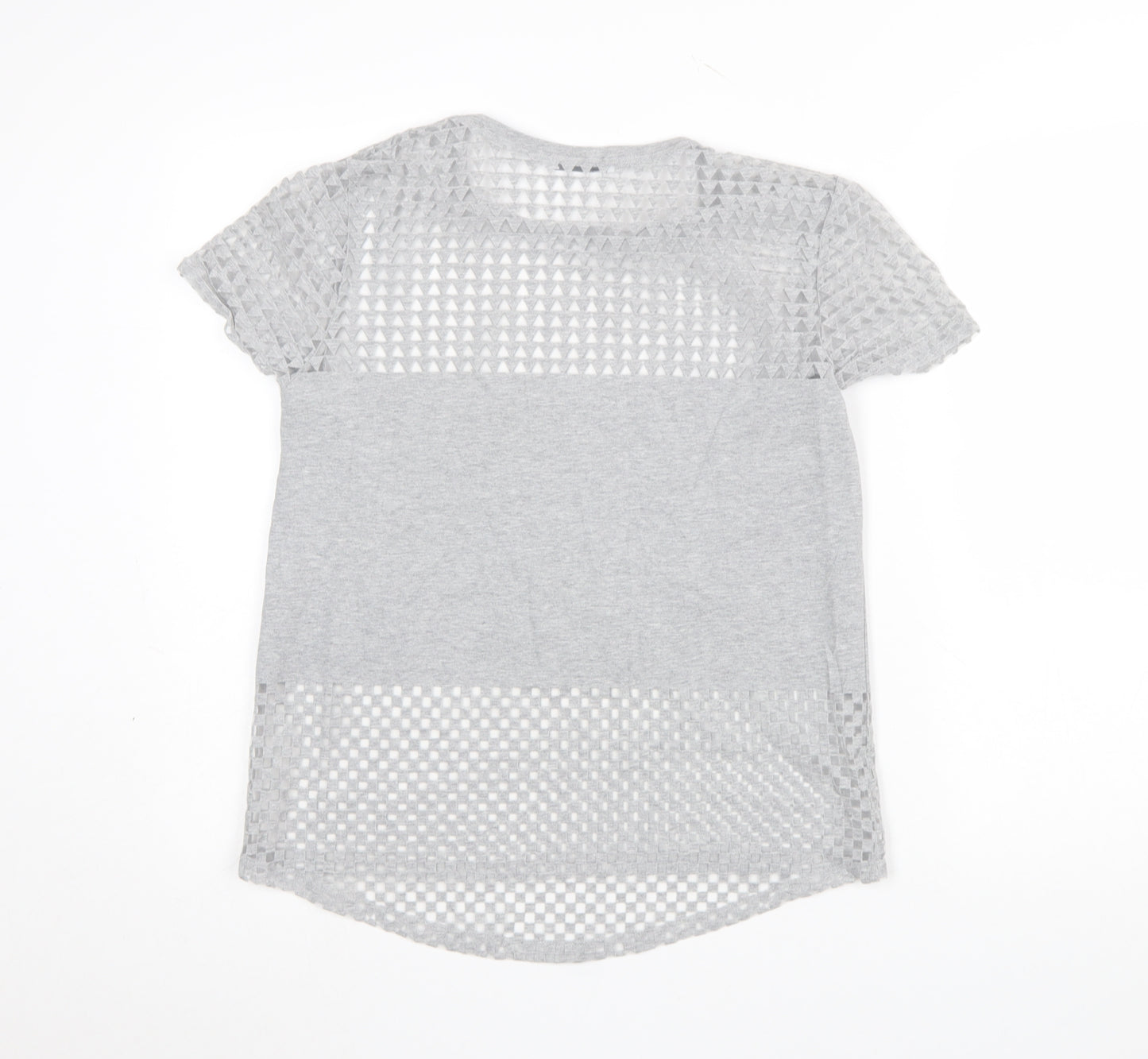 Zara Women Grey Mesh Panel Short Sleeve T-Shirt Size S