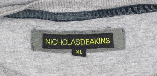 Nicholas Deakins Men's Grey XL Crew Neck Cotton T-Shirt