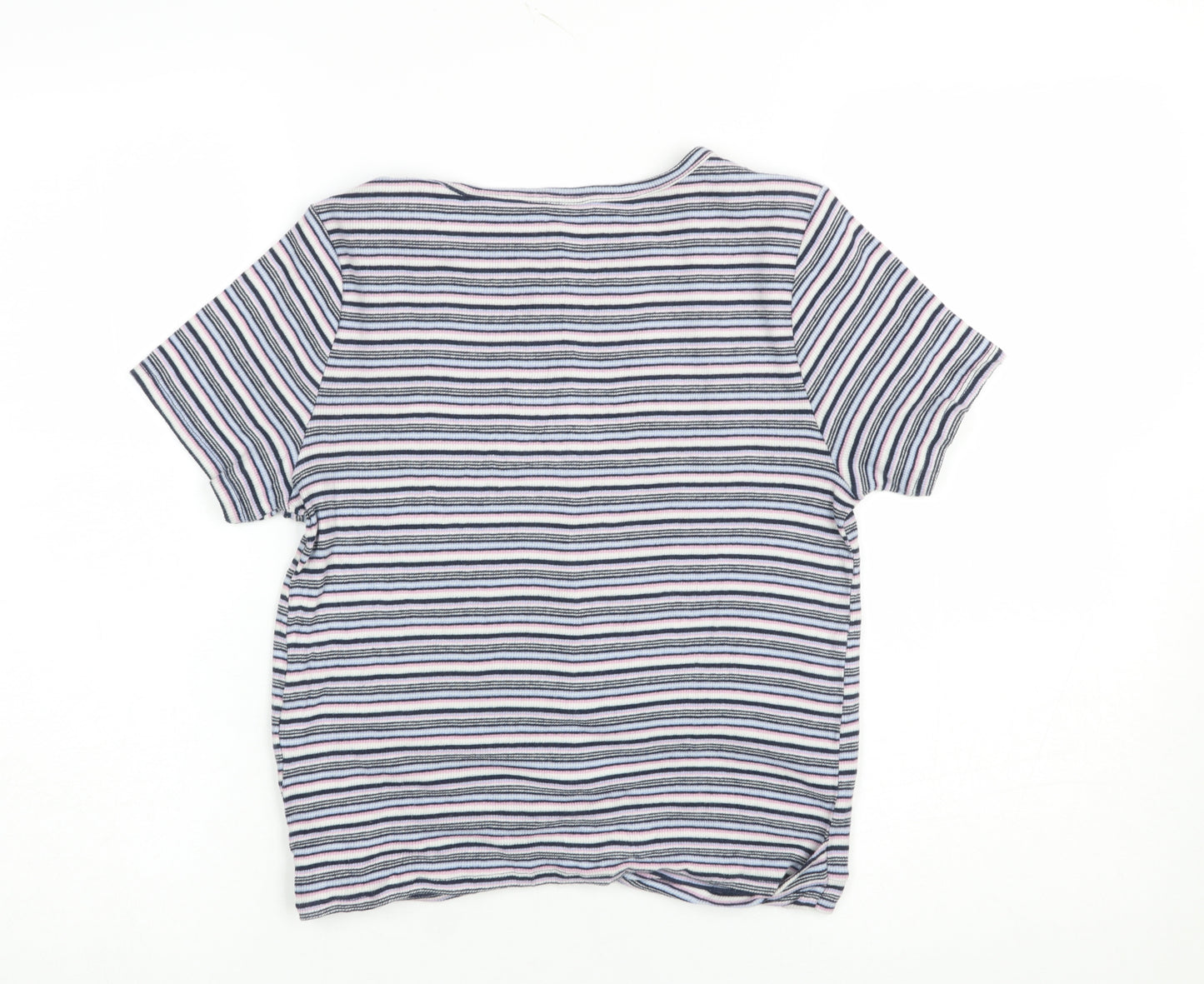 Hollister Women’s Multicoloured Striped Slim Fit Cotton T-Shirt S