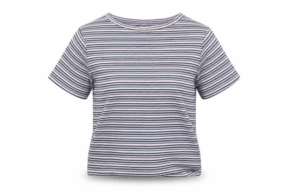 Hollister Women’s Multicoloured Striped Slim Fit Cotton T-Shirt S