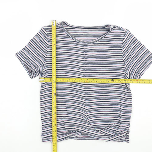 Hollister Women’s Multicoloured Striped Slim Fit Cotton T-Shirt S