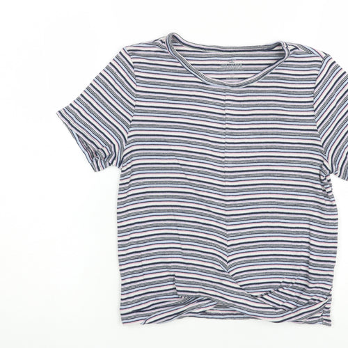 Hollister Women’s Multicoloured Striped Slim Fit Cotton T-Shirt S