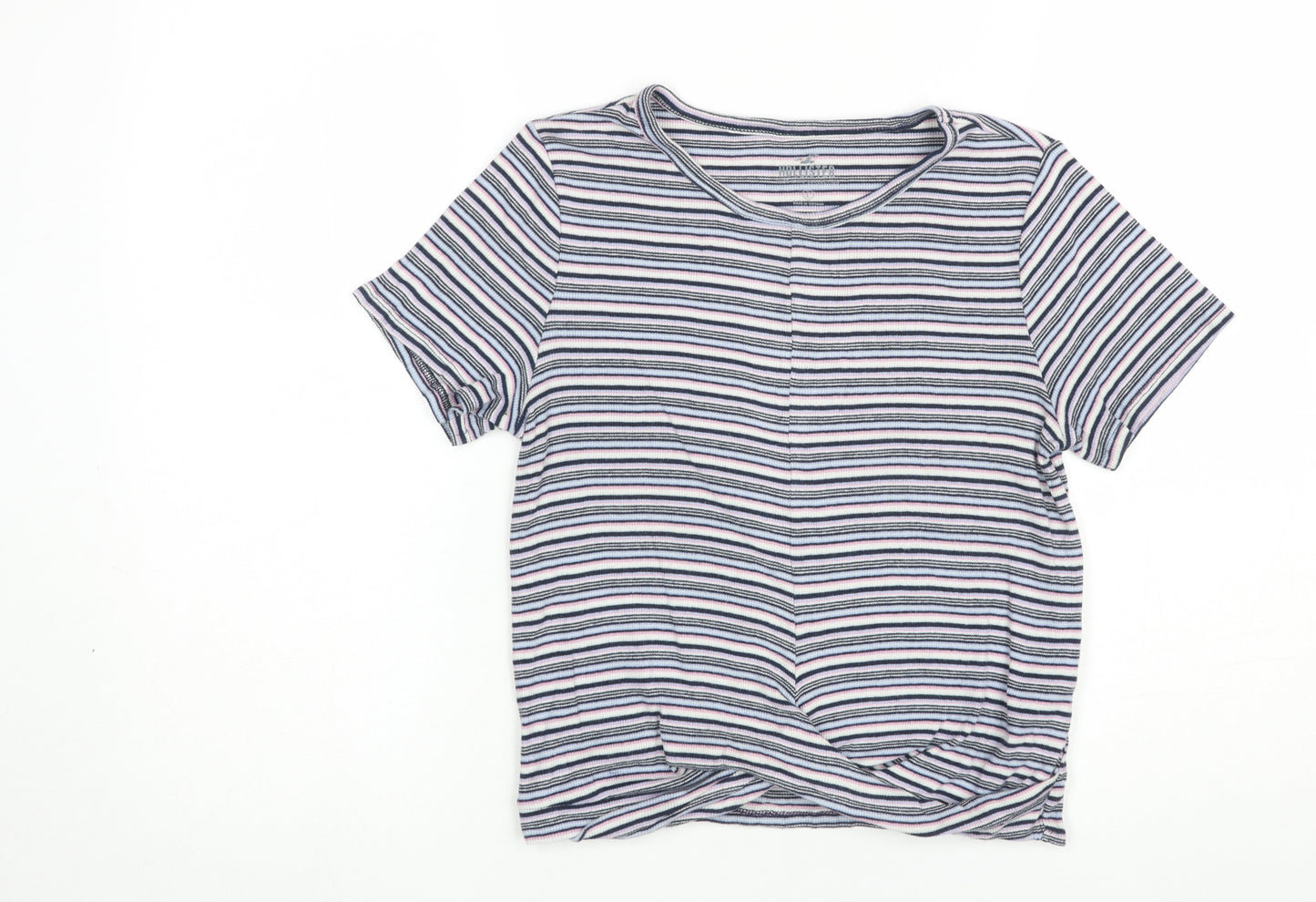 Hollister Women’s Multicoloured Striped Slim Fit Cotton T-Shirt S