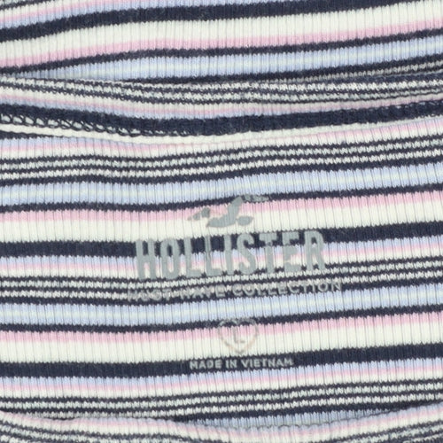 Hollister Women’s Multicoloured Striped Slim Fit Cotton T-Shirt S