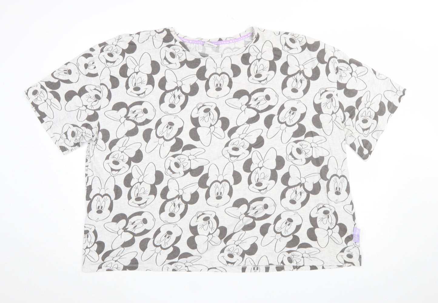 Disney Women Plus Grey Minnie Mouse T-Shirt Pyjama Top UK 20-22