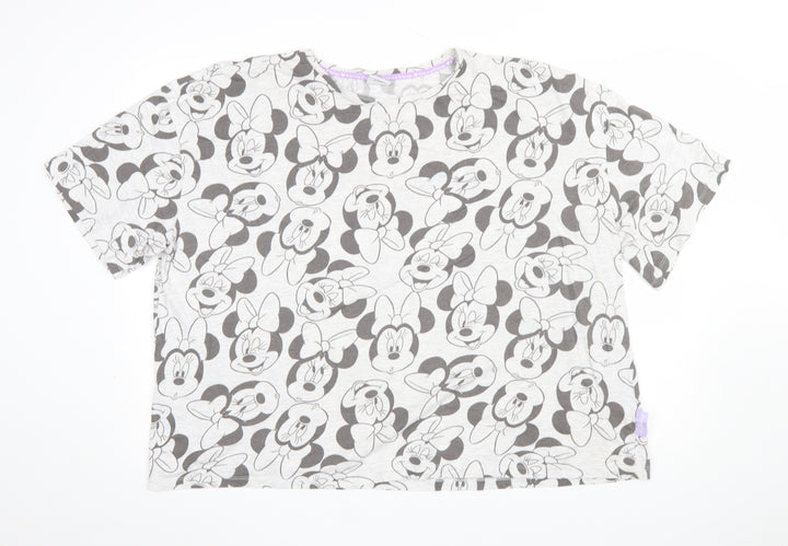 Disney Women Plus Grey Minnie Mouse T-Shirt Pyjama Top UK 20-22