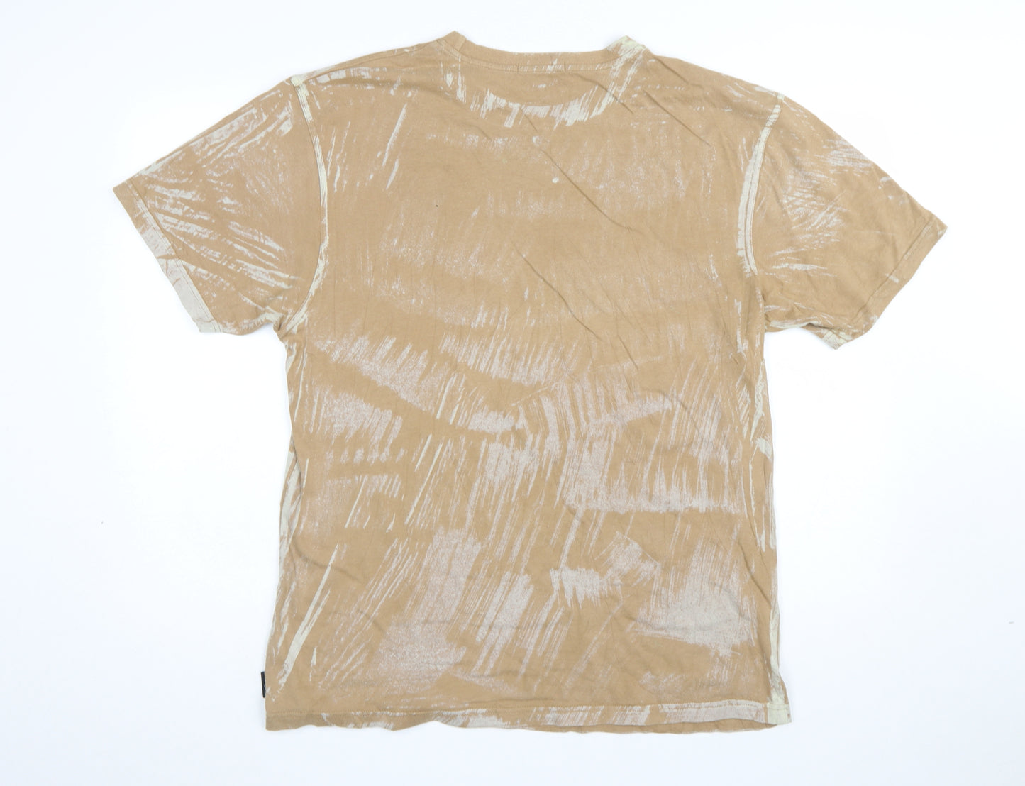 Insight Men's Beige Cotton Graphic Print Crew Neck T-Shirt M