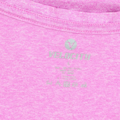 Velocity Women's Pink V-Neck Short Sleeve Active T-Shirt Size S