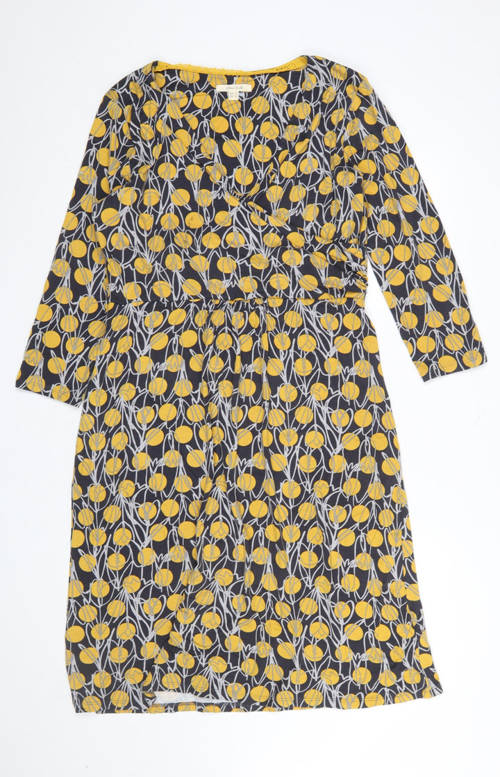 White Stuff Women's Multicoloured Floral Viscose Wrap Dress Size 12