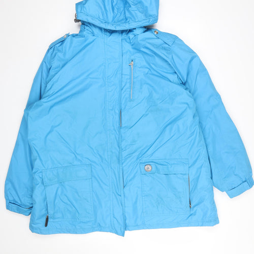 Sportek Women's Blue 2XL Hooded Parka Jacket Water Resistant Winter Coat