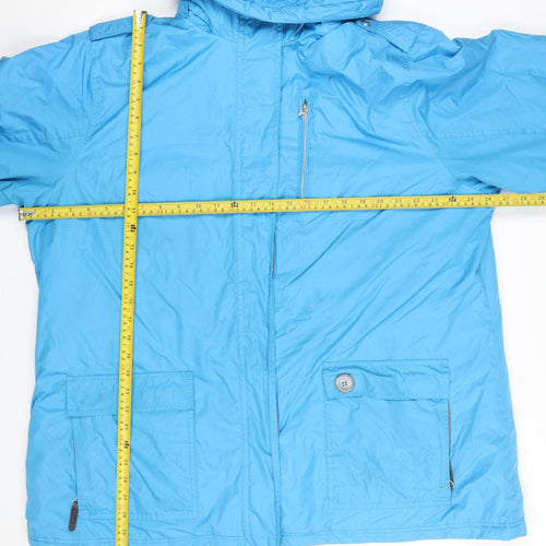 Sportek Women's Blue 2XL Hooded Parka Jacket Water Resistant Winter Coat