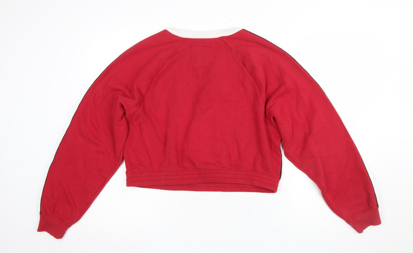 Hollister Women Red Crew Neck Cropped Sweatshirt Small