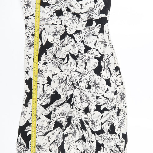 River Island Women’s Black Floral Ruched Midi Dress Size 8