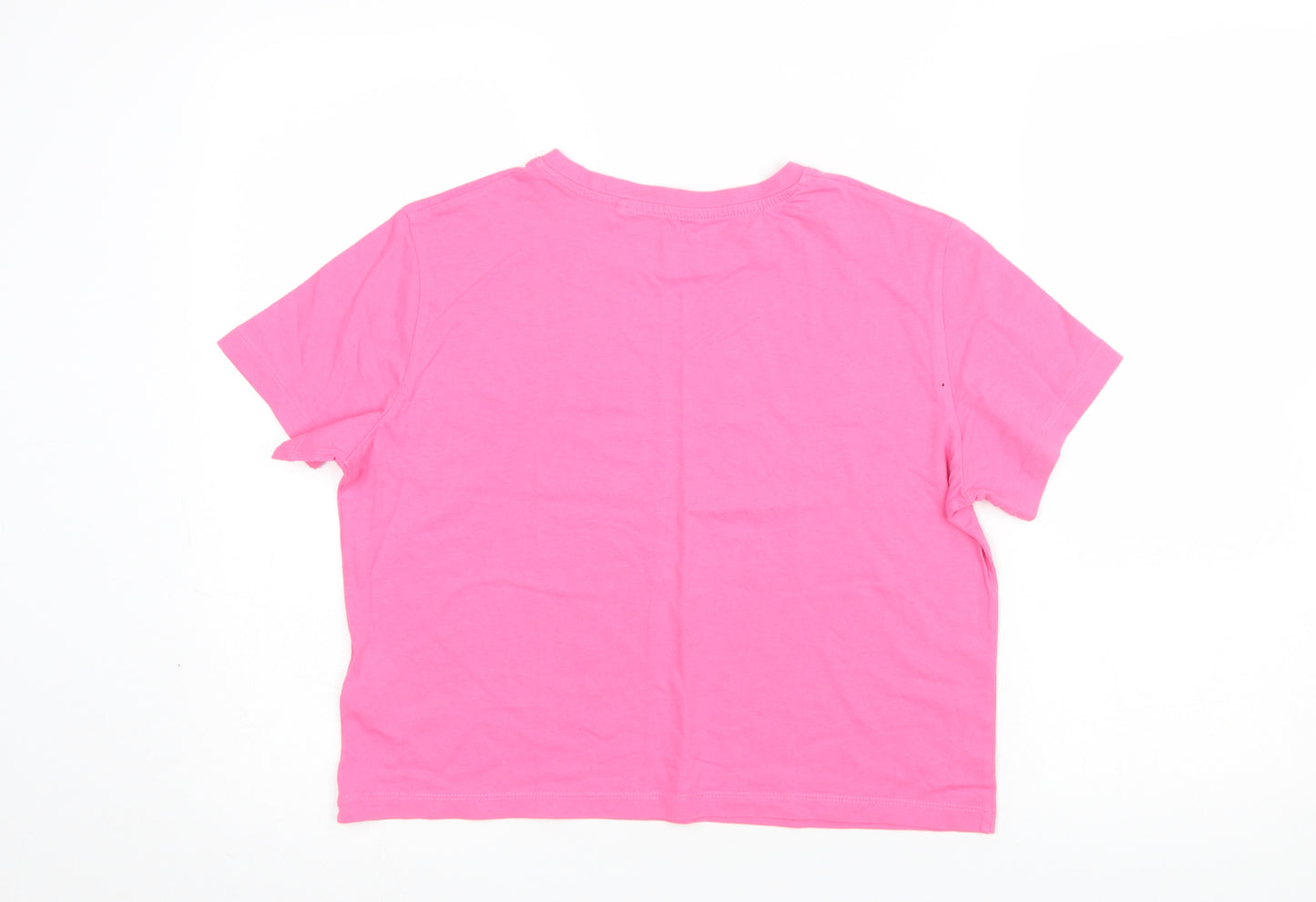ELLE Girls Pink 14-15 Years Cotton Crew Neck Logo T-Shirt