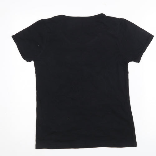 Disneyland Paris Girls Black Eeyore T-Shirt L 100% Cotton Graphic Tee