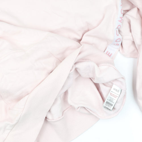 Marks and Spencer Women Light Pink Pullover Hoodie Size S