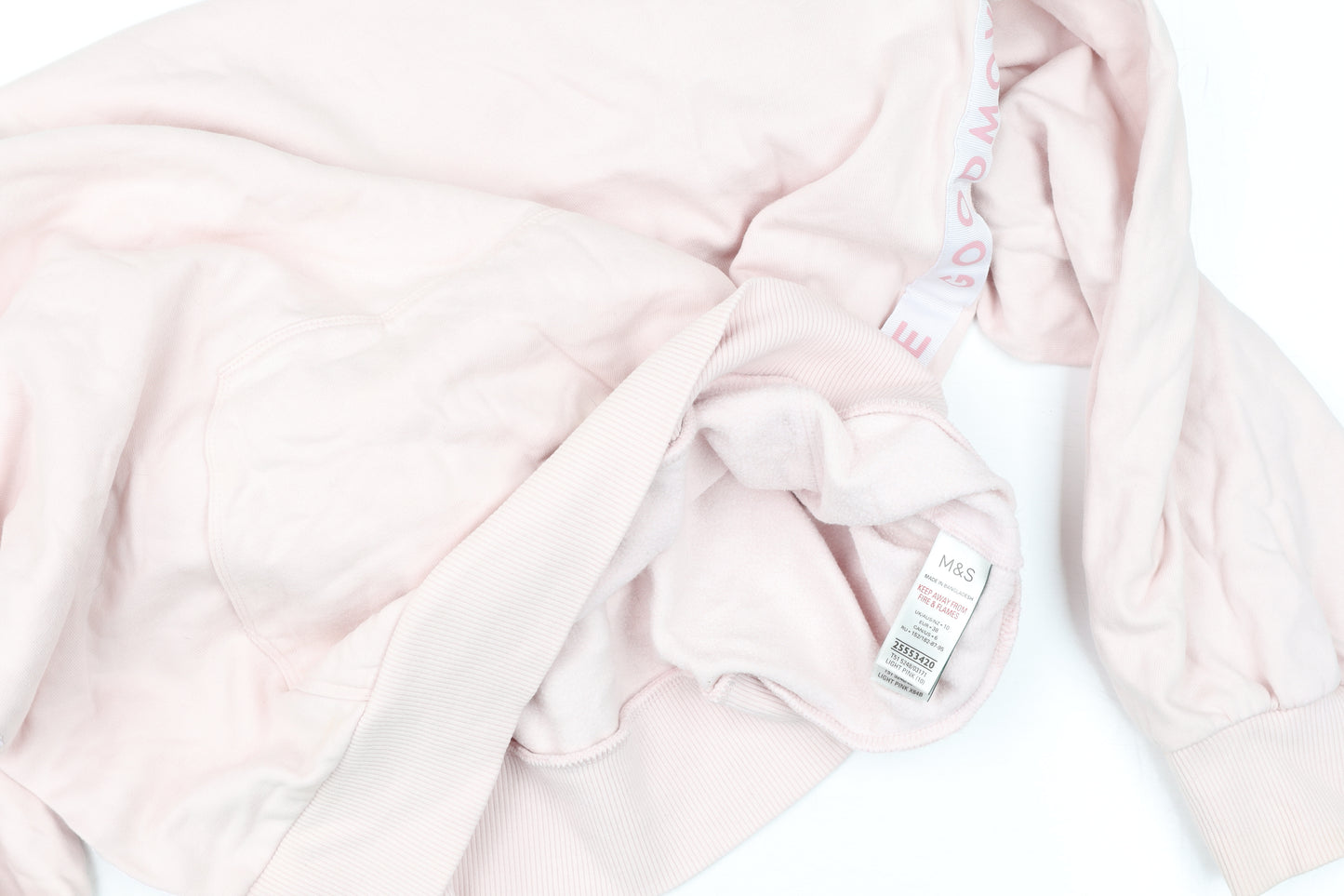 Marks and Spencer Women Light Pink Pullover Hoodie Size S