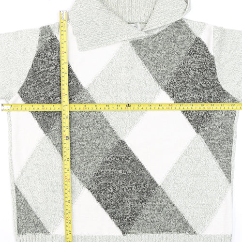 Gelco Women's Grey Argyle Collared Knit Jumper Size 14