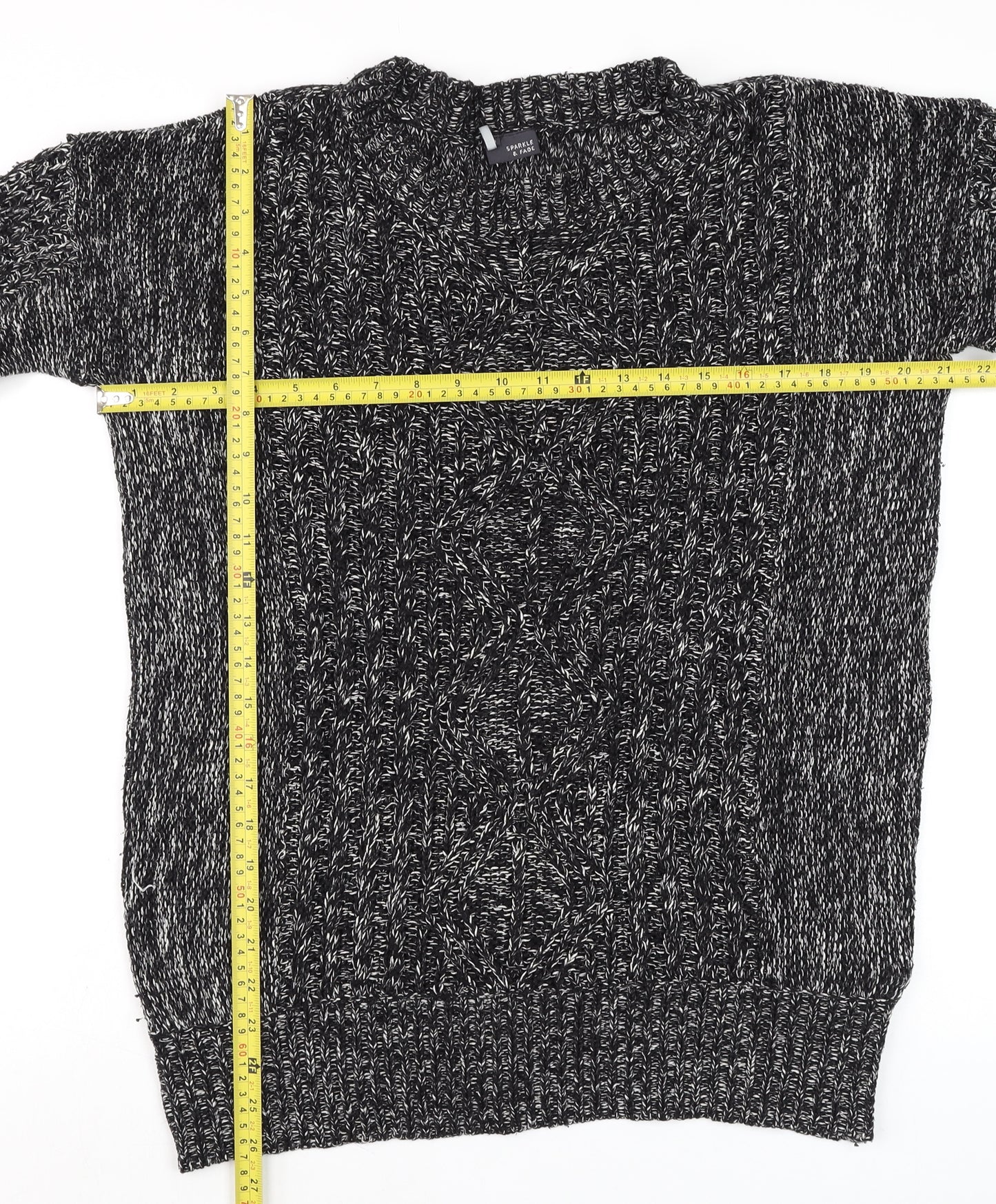Sparkle & Fade Women's Grey Chunky Knit Pullover Jumper Size S