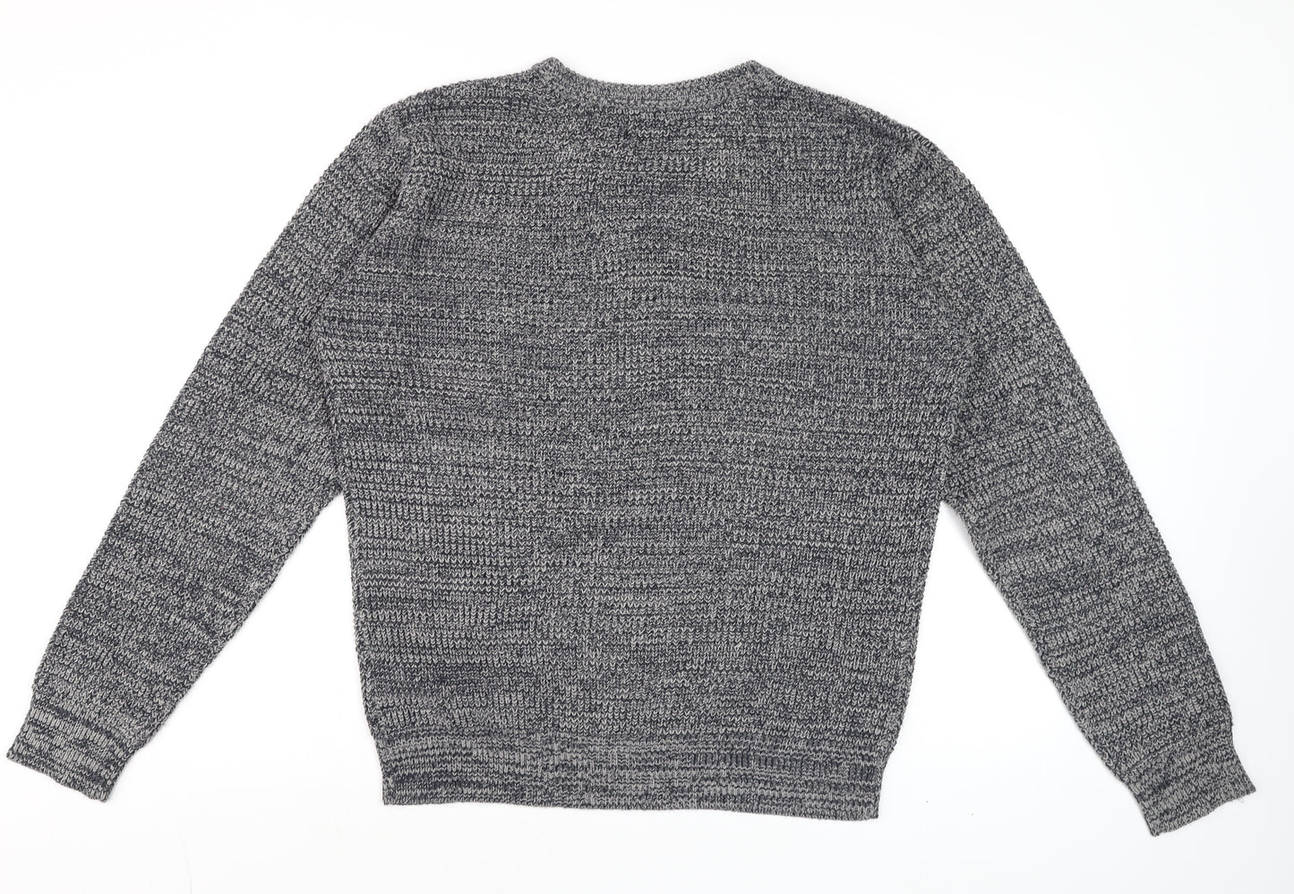 BoohooMAN Men's Grey Acrylic Knit Crew Neck Jumper Size M