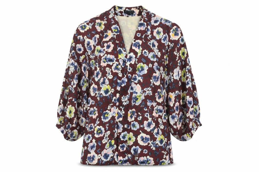 Topshop Women’s Multicoloured Floral Kimono Blouse Size 12