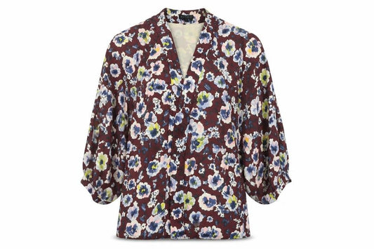 Front view of Topshop Women’s Multicoloured Floral Kimono Blouse, size UK 12