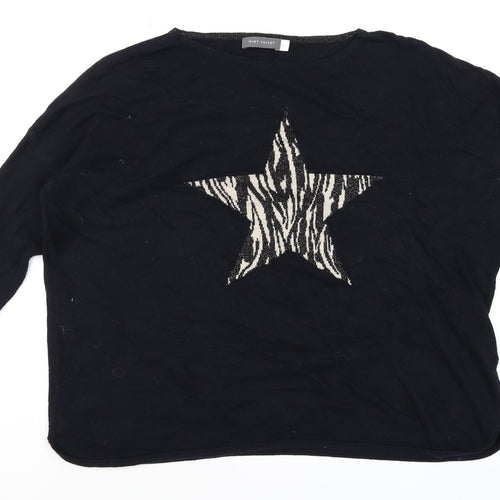 Mint Velvet Womens Black XS Relaxed Star Knit Long Sleeve Top