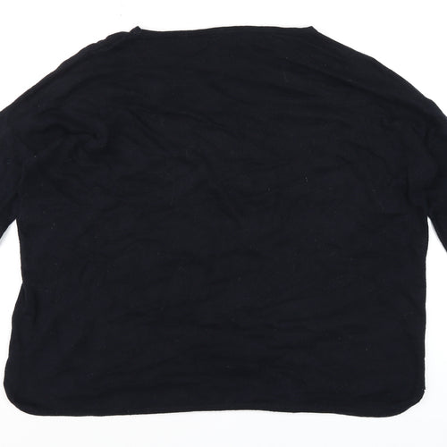 Mint Velvet Womens Black XS Relaxed Star Knit Long Sleeve Top