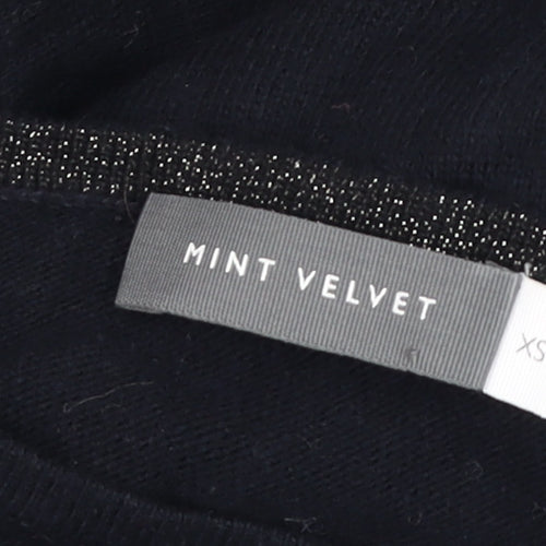 Mint Velvet Womens Black XS Relaxed Star Knit Long Sleeve Top