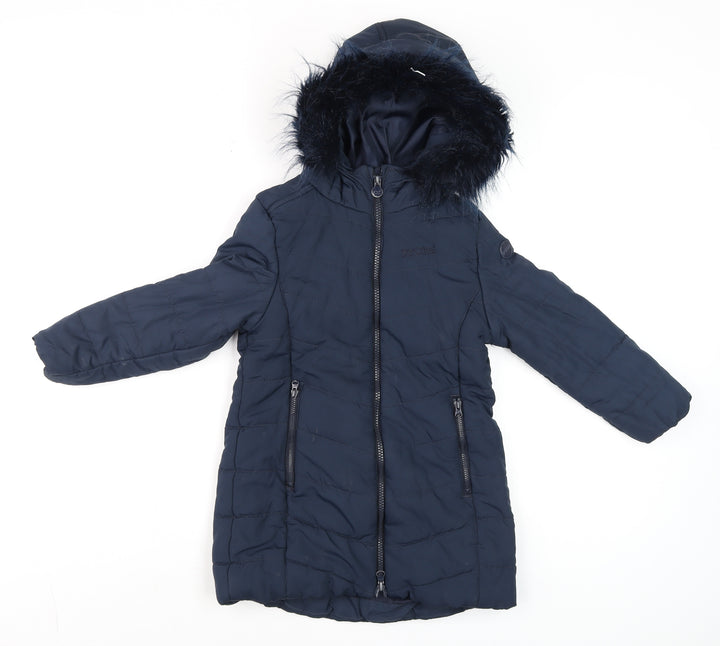 Regatta Boys Blue Hooded Puffer Coat 5-6 Years Long Winter Jacket