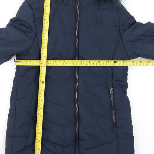 Regatta Boys Blue Hooded Puffer Coat 5-6 Years Long Winter Jacket