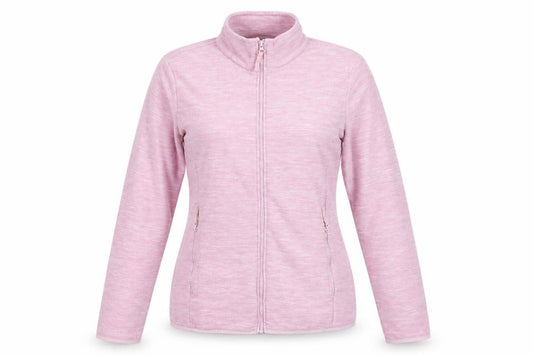 Front view of Mountain Warehouse women’s pink fleece full zip jacket, size M