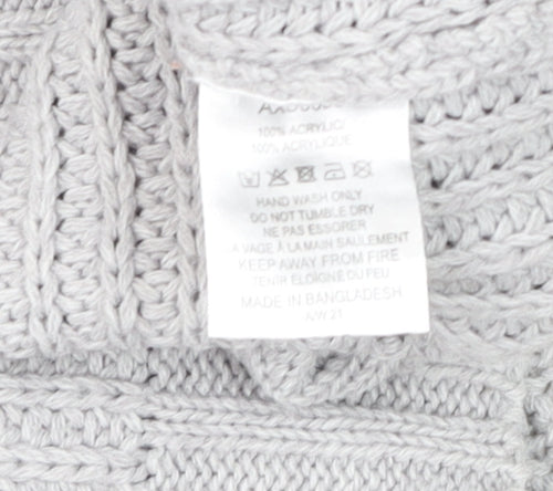 AX Paris Women’s Grey & White Chunky Roll Neck Striped Jumper S