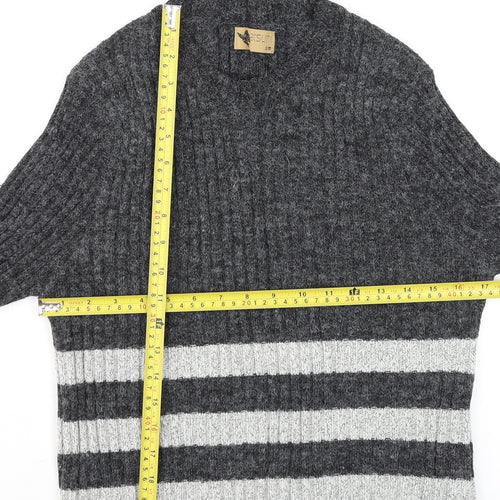 Katsumi Women's Grey Striped Knit Acrylic Pullover Jumper S