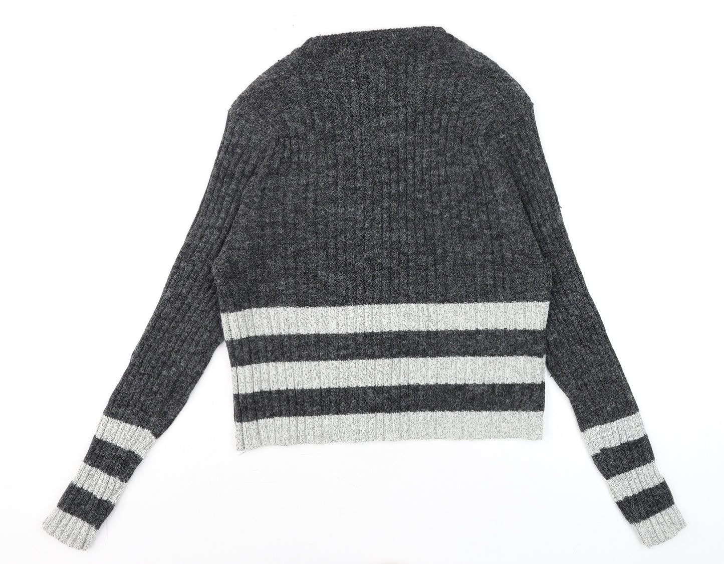 Katsumi Women's Grey Striped Knit Acrylic Pullover Jumper S