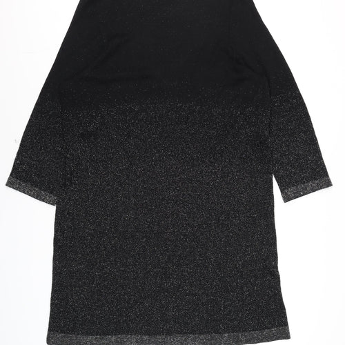 Evans Women’s Black Glitter Shift Dress Size 22/24 Plus 3/4 Sleeve