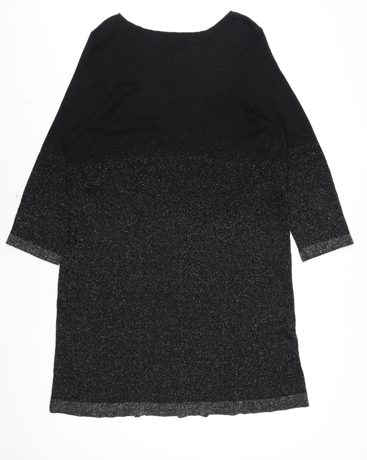 Evans Women’s Black Glitter Shift Dress Size 22/24 Plus 3/4 Sleeve