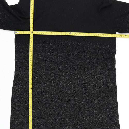 Evans Women’s Black Glitter Shift Dress Size 22/24 Plus 3/4 Sleeve