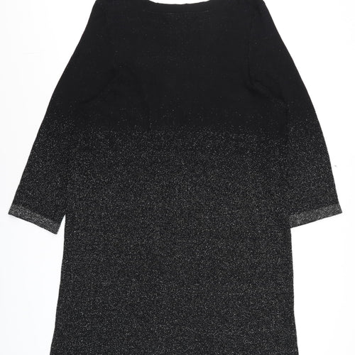 Evans Women’s Black Glitter Shift Dress Size 22/24 Plus 3/4 Sleeve