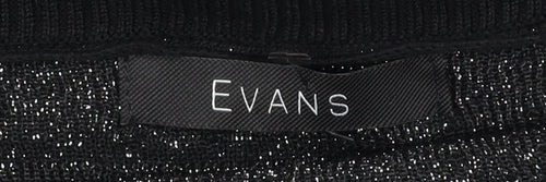 Evans Women’s Black Glitter Shift Dress Size 22/24 Plus 3/4 Sleeve