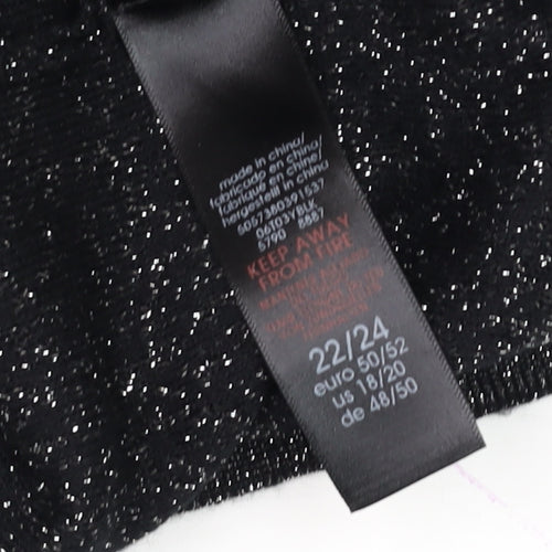 Evans Women’s Black Glitter Shift Dress Size 22/24 Plus 3/4 Sleeve