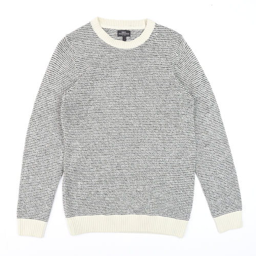 Next Men's Grey Chunky Knit Crew Neck Wool Blend Jumper Size S
