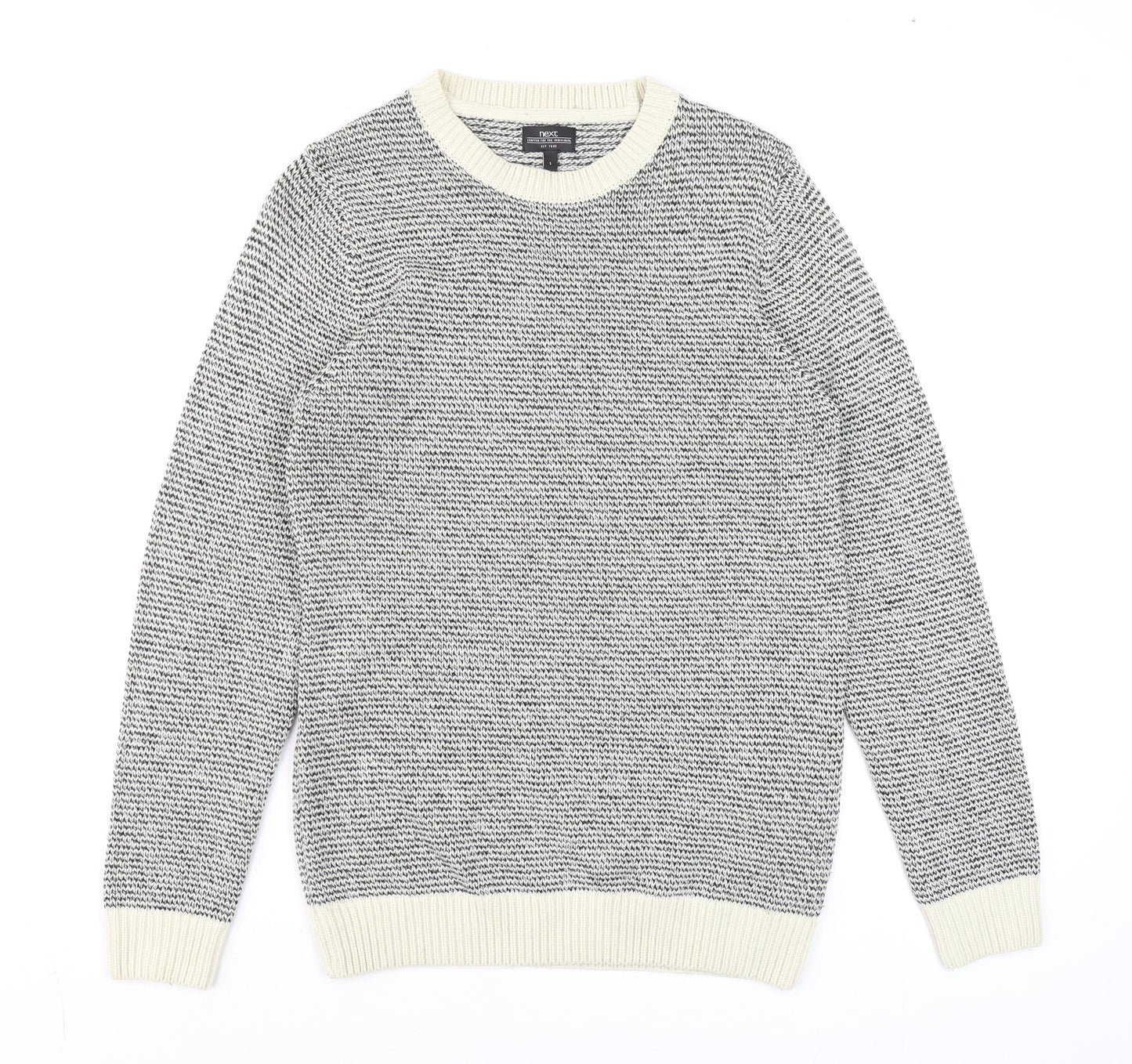 Next Men's Grey Chunky Knit Crew Neck Wool Blend Jumper Size S
