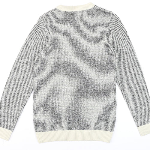 Next Men's Grey Chunky Knit Crew Neck Wool Blend Jumper Size S