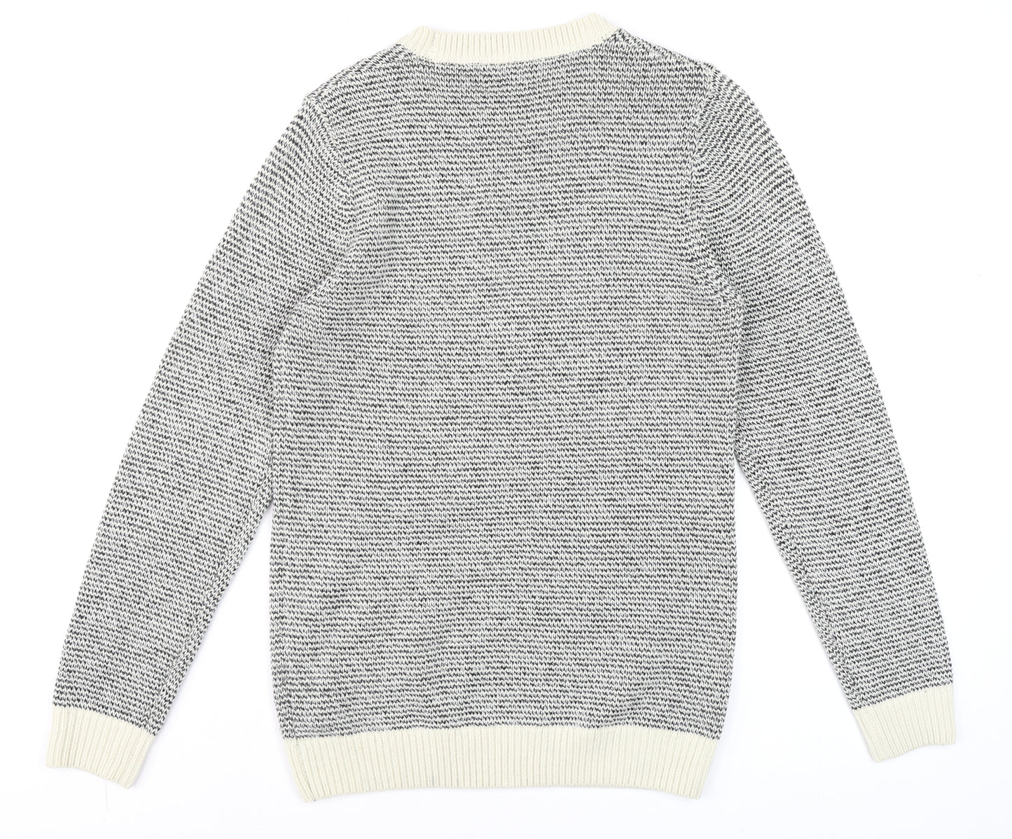 Next Men's Grey Chunky Knit Crew Neck Wool Blend Jumper Size S